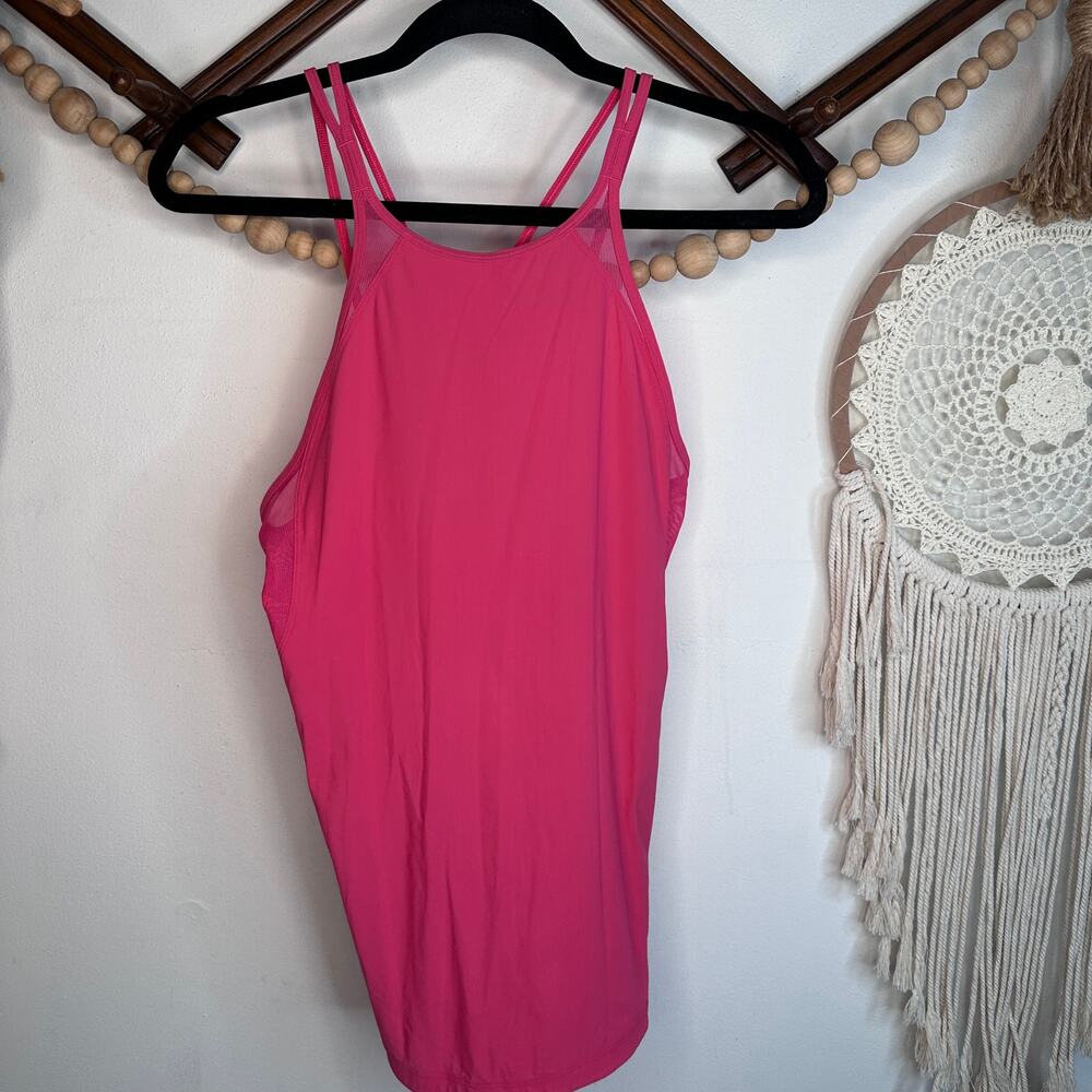 Lululemon Run Off Route Mesh Detail Pink Athletic Tank